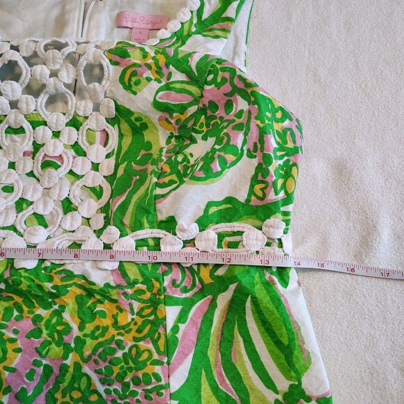 Lilly Pulitzer Rosie Shift Dress Size 4 Green Pink Tropical Print Cotton - Picture 8 of 10